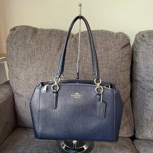 Coach Small Christie Carryall Crossgrain Leather Midnight Satchel Bag NWT